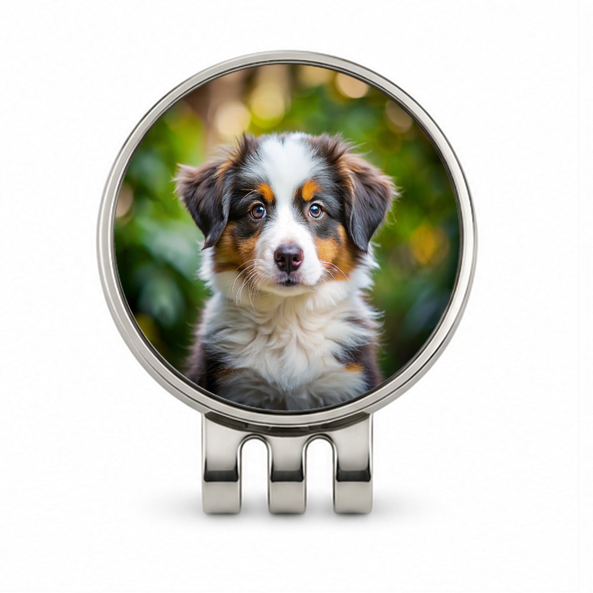 Australian Shepherd Dog Puppy Photo Golf Hat Clip with Ball Marker