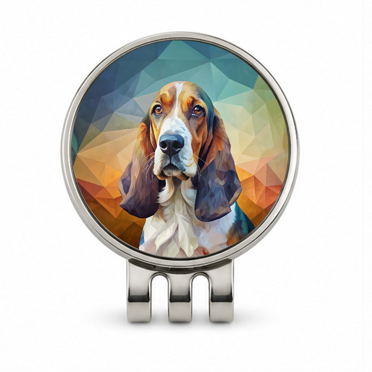 Basset Hound Dog Contemporary Art Golf Hat Clip with Ball Marker