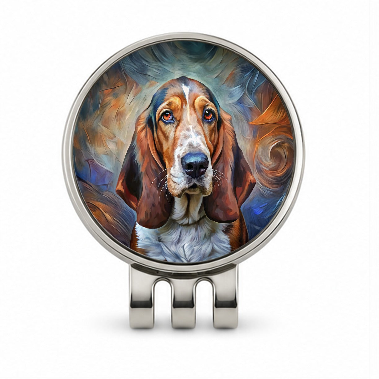 Basset Hound Dog Expressionism Art Golf Hat Clip with Ball Marker