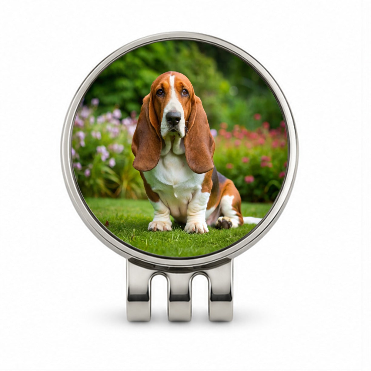 Basset Hound Dog Photo Golf Hat Clip with Ball Marker