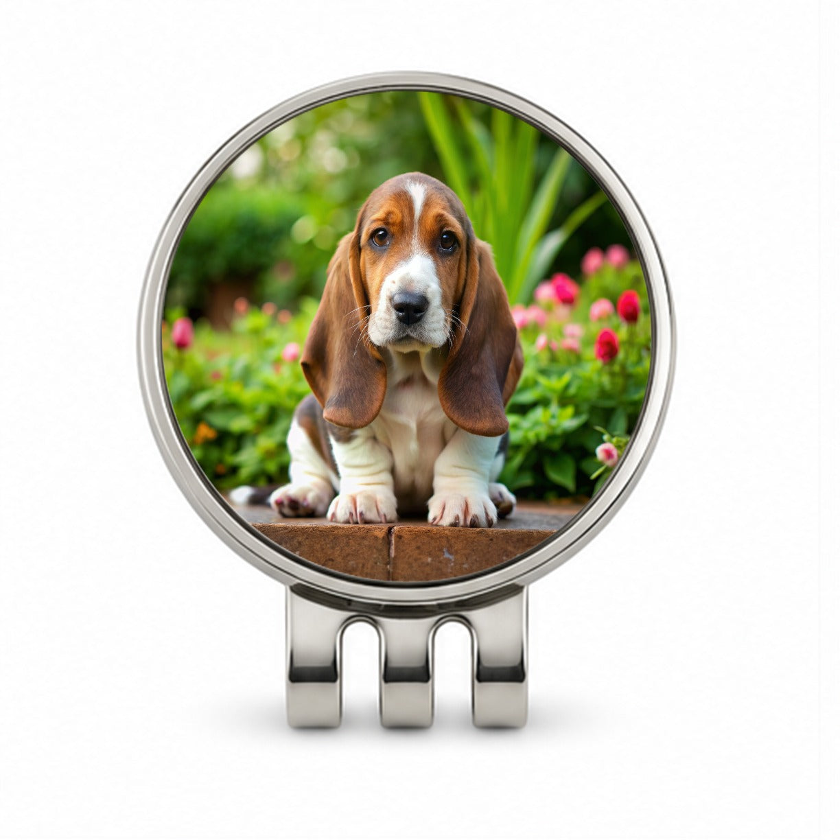 Basset Hound Dog Puppy Photo Golf Hat Clip with Ball Marker