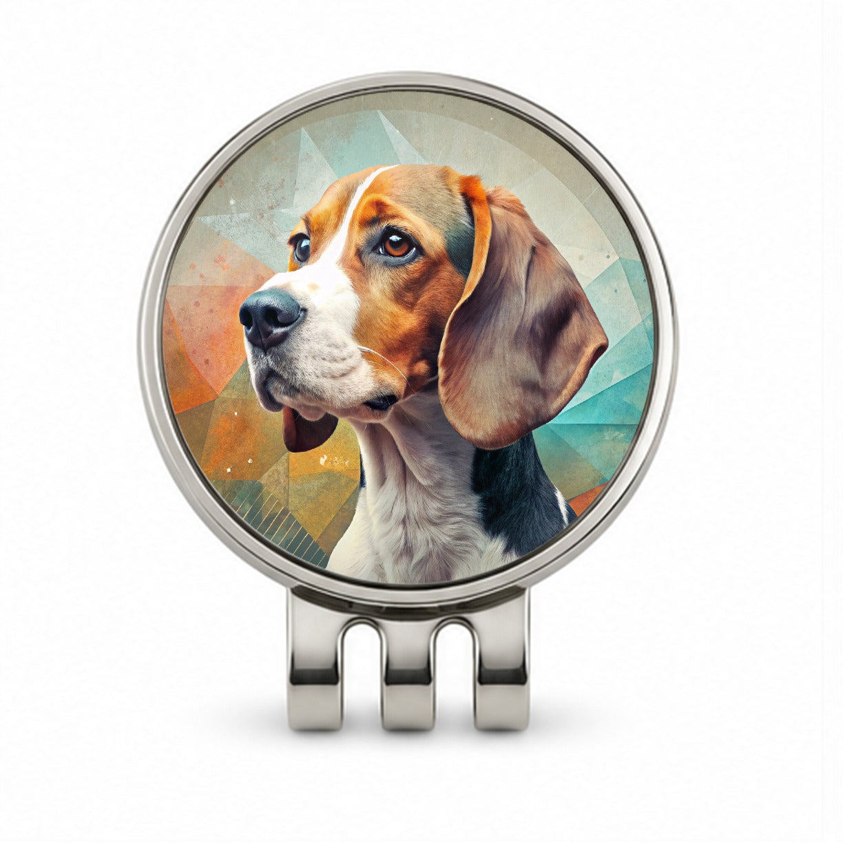 Beagle Dog Contemporary Art Golf Hat Clip with Ball Marker