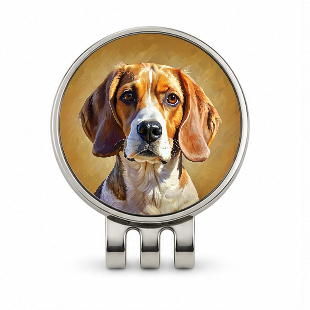 Beagle Dog Illustration Golf Hat Clip with Ball Marker