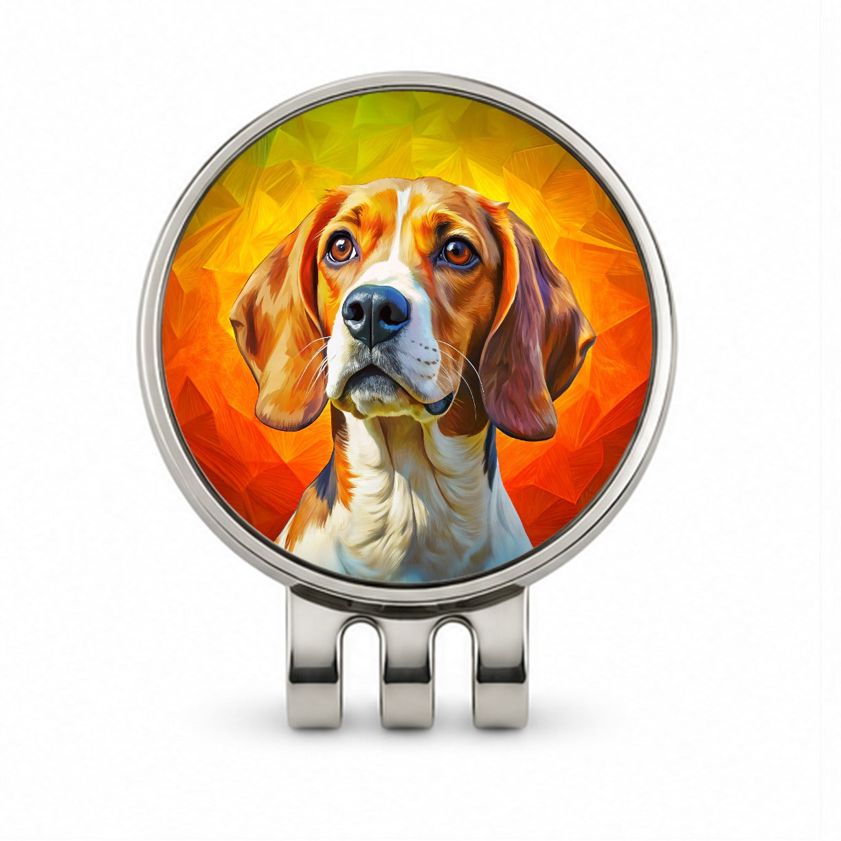 Beagle Dog Pop Art Golf Hat Clip with Ball Marker