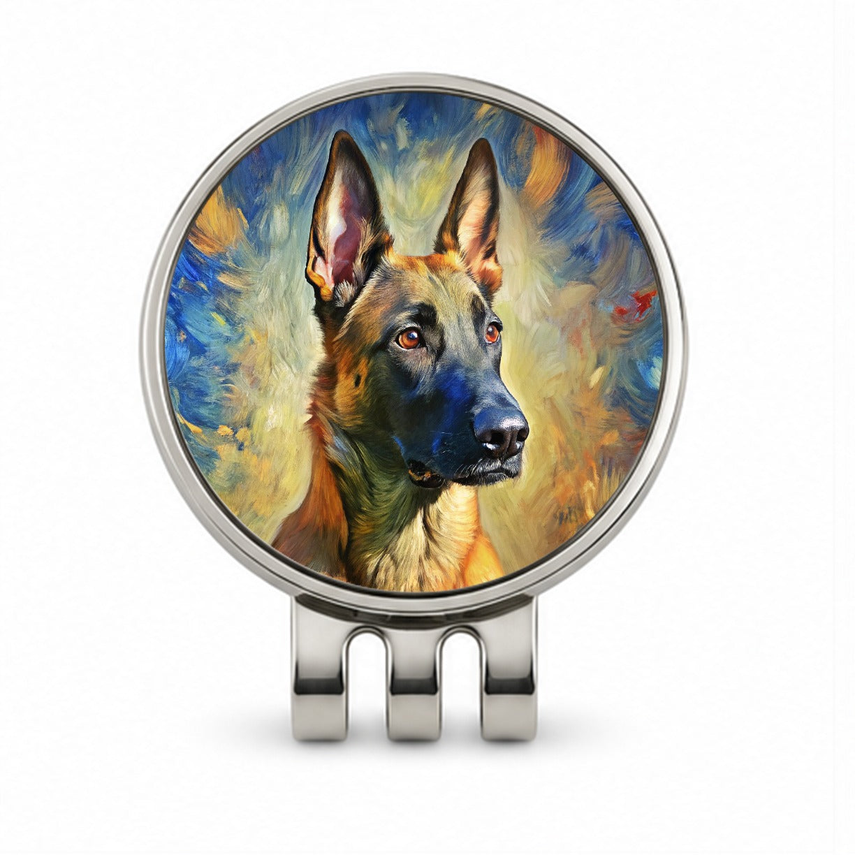 Belgian Malinois Dog Expressionism Art Golf Hat Clip with Ball Marker