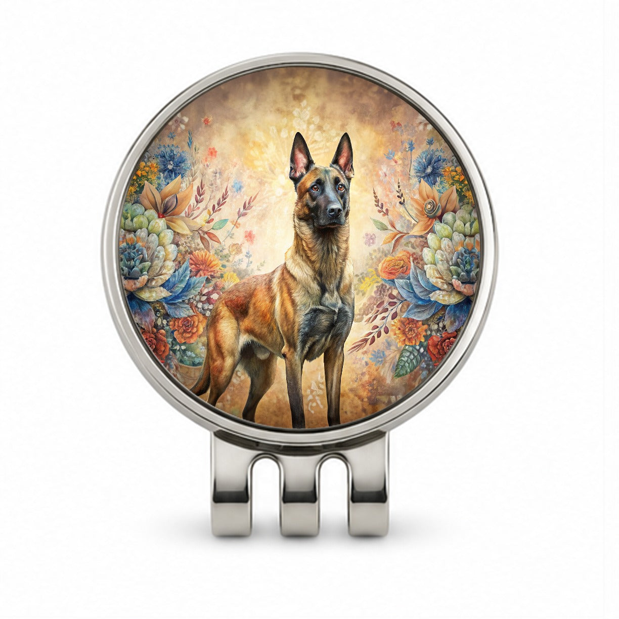 Belgian Malinois Dog French Bohemian Art Golf Hat Clip with Ball Marker