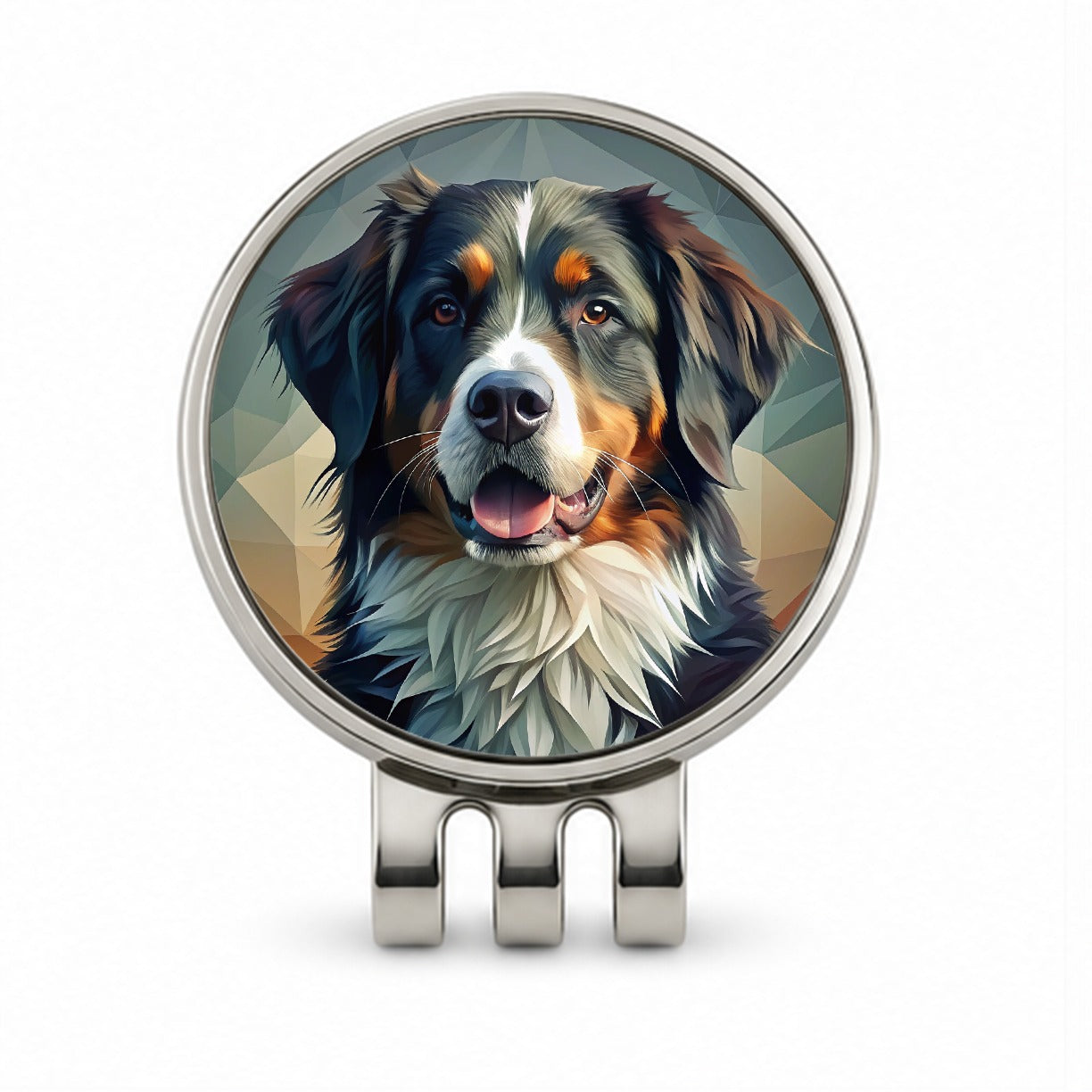 Bernese Mountain Dog Contemporary Art Golf Hat Clip with Ball Marker