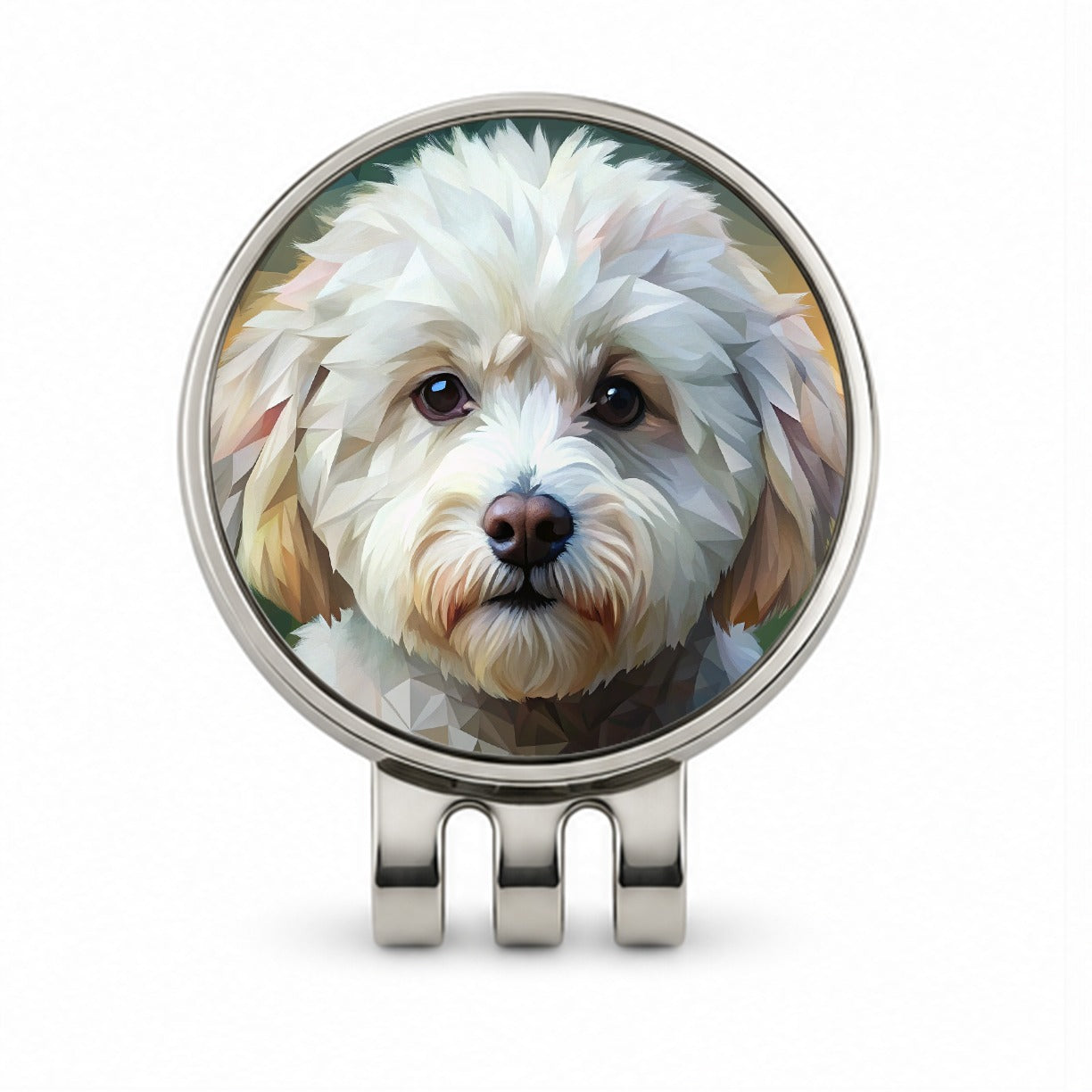Bichon Frise Dog Abstract Stylized Art Golf Hat Clip with Ball Marker