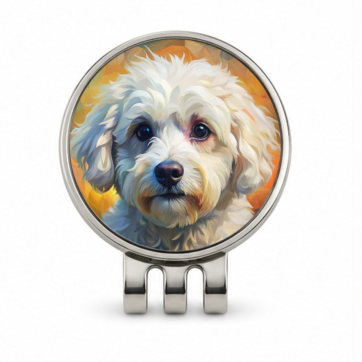 Bichon Frise Dog Expressionism Art Golf Hat Clip with Ball Marker