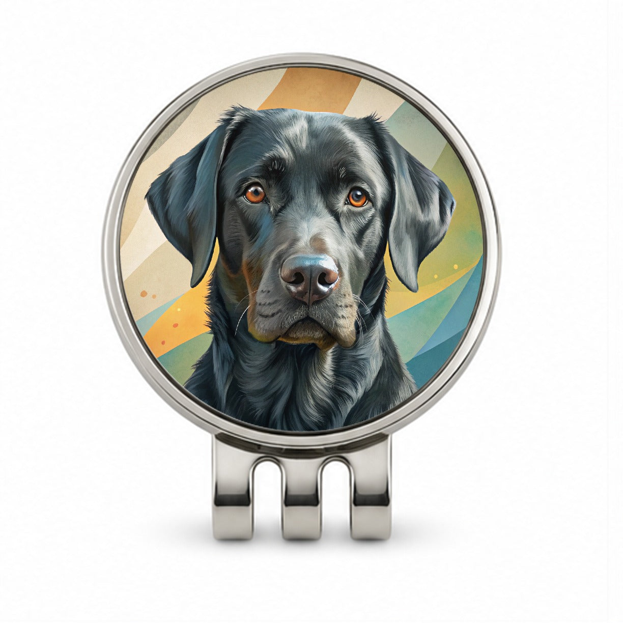 Black Labrador Retriever Dog Contemporary Art Golf Hat Clip with Ball Marker