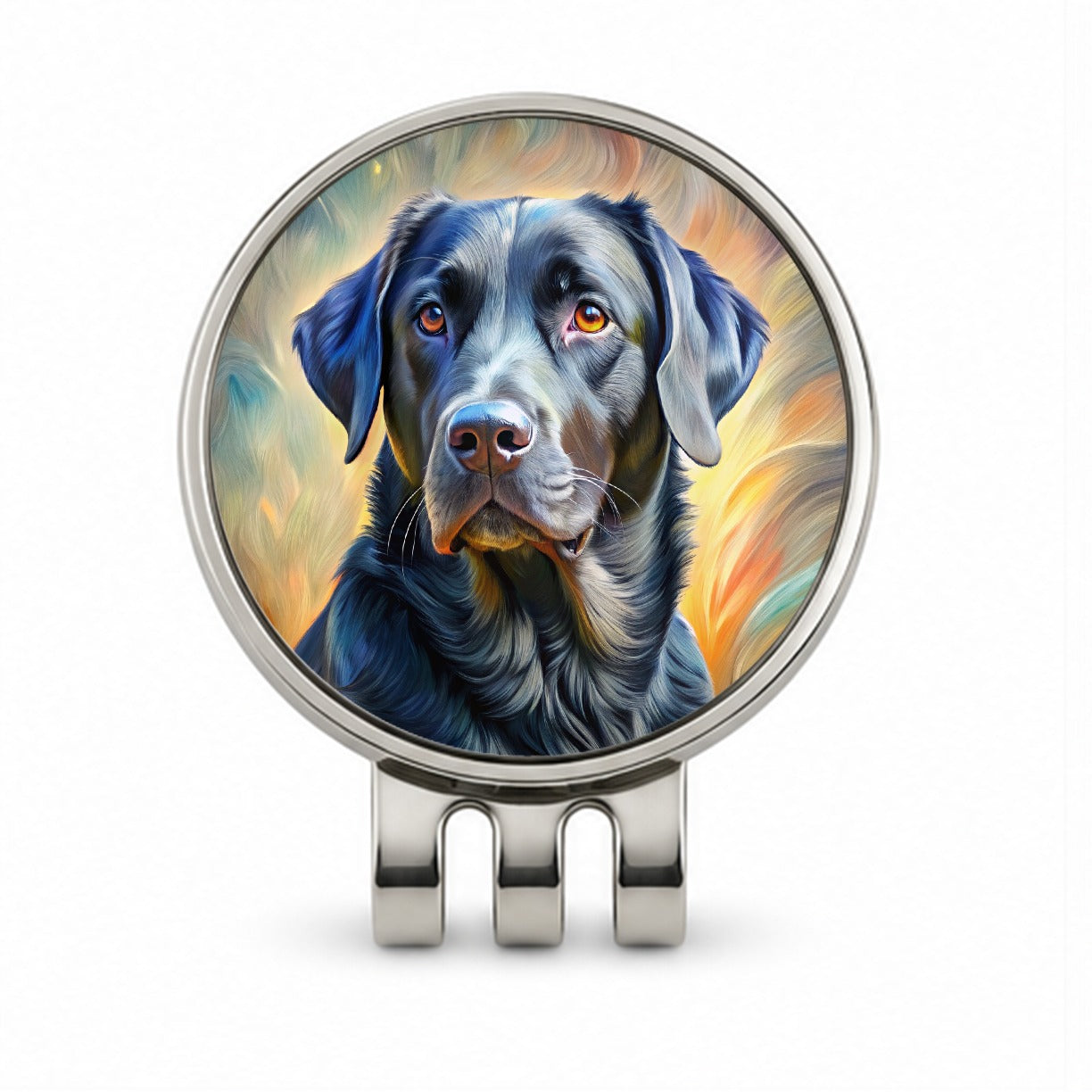 Black Labrador Retriever Dog Expressionism Art Golf Hat Clip with Ball Marker