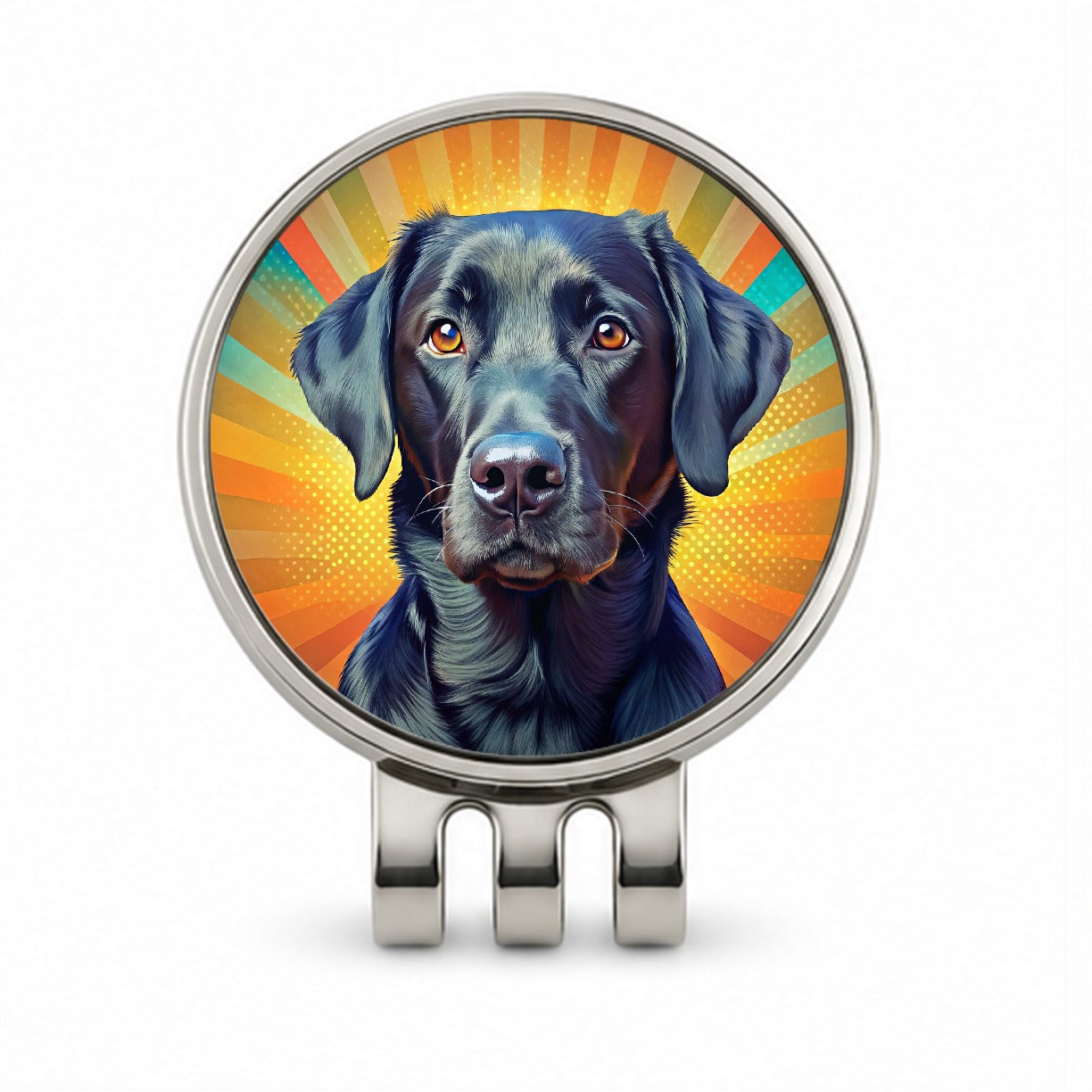 Black Labrador Retriever Dog Pop Art Golf Hat Clip with Ball Marker