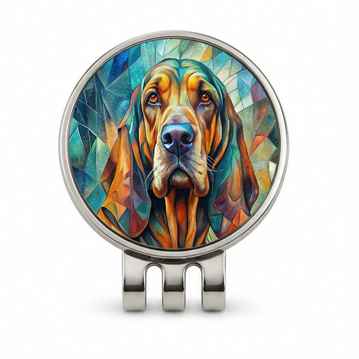 Bloodhound Dog Abstract Art Golf Hat Clip with Ball Marker