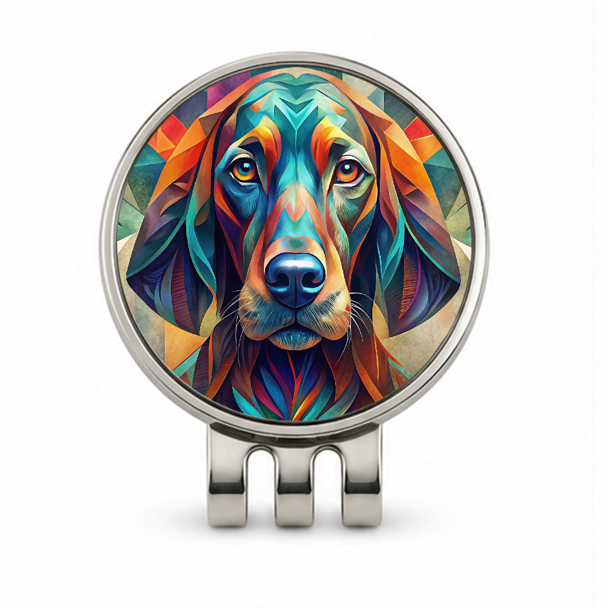 Bloodhound Dog Abstract Stylized Art Golf Hat Clip with Ball Marker