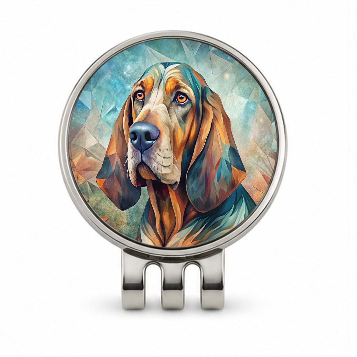 Bloodhound Dog Contemporary Art Golf Hat Clip with Ball Marker