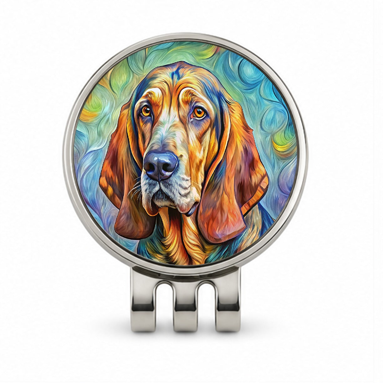Bloodhound Dog Expressionism Art Golf Hat Clip with Ball Marker