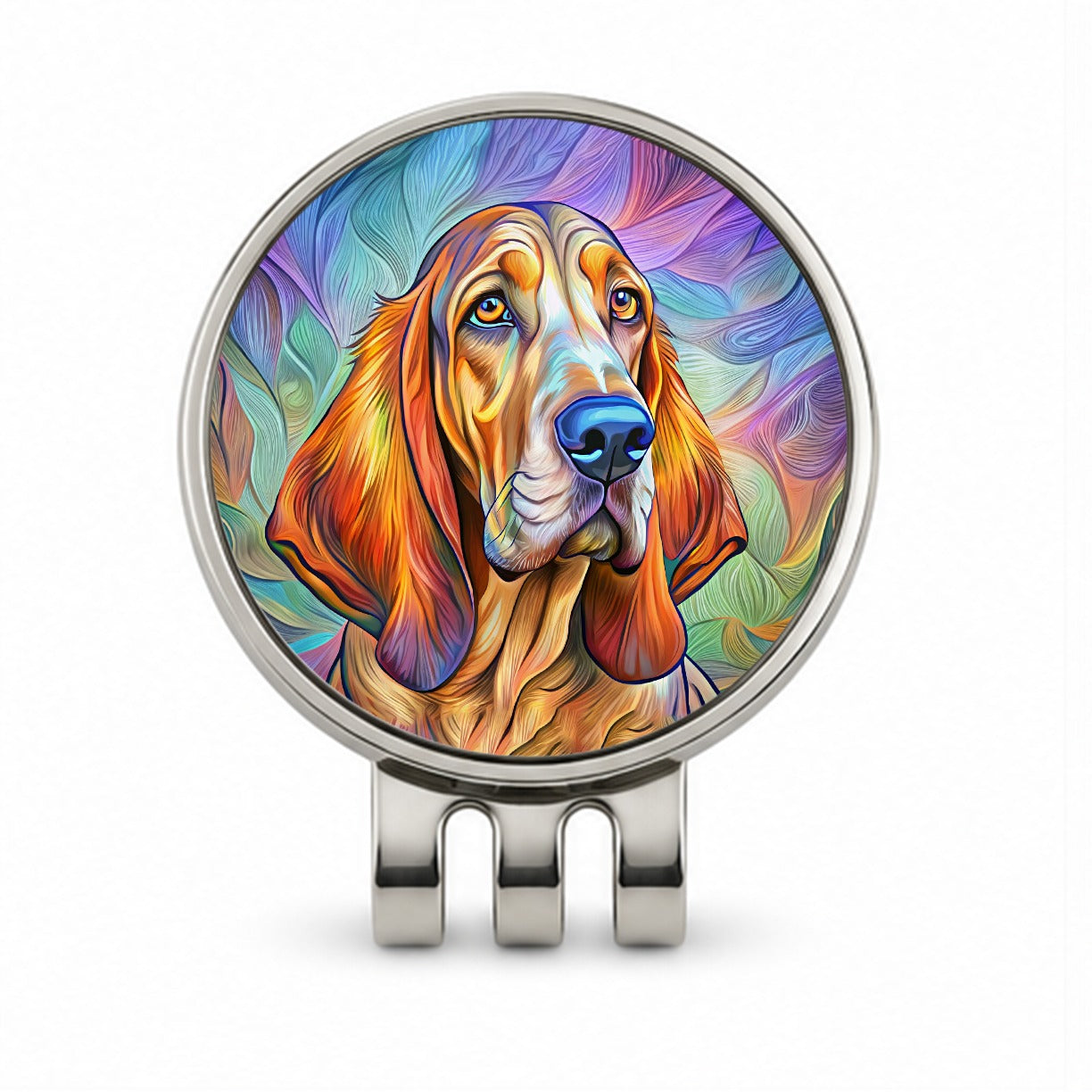 Bloodhound Dog Pop Art Golf Hat Clip with Ball Marker