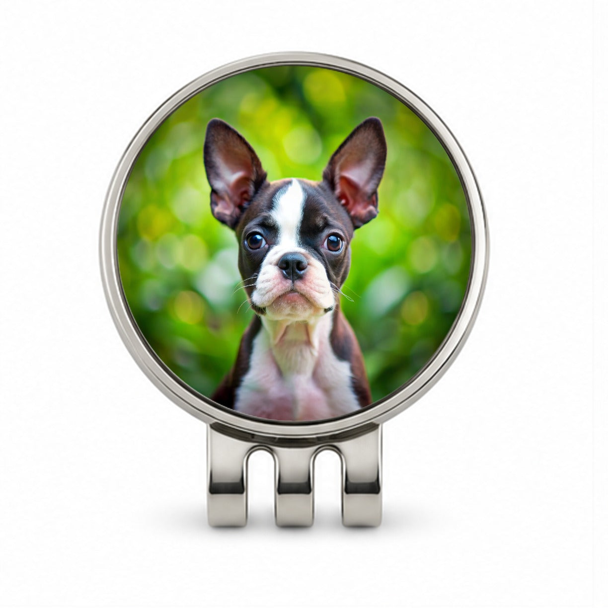Boston Terrier Dog Puppy Photo Golf Hat Clip with Ball Marker