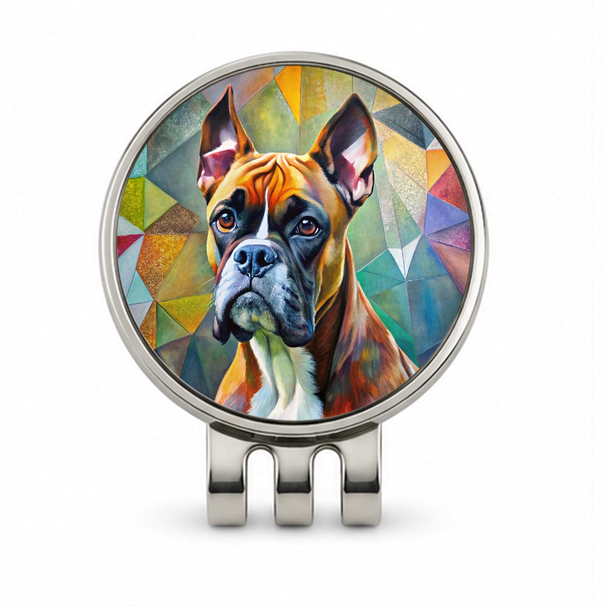 Boxer Dog Abstract Art Golf Hat Clip with Ball Marker