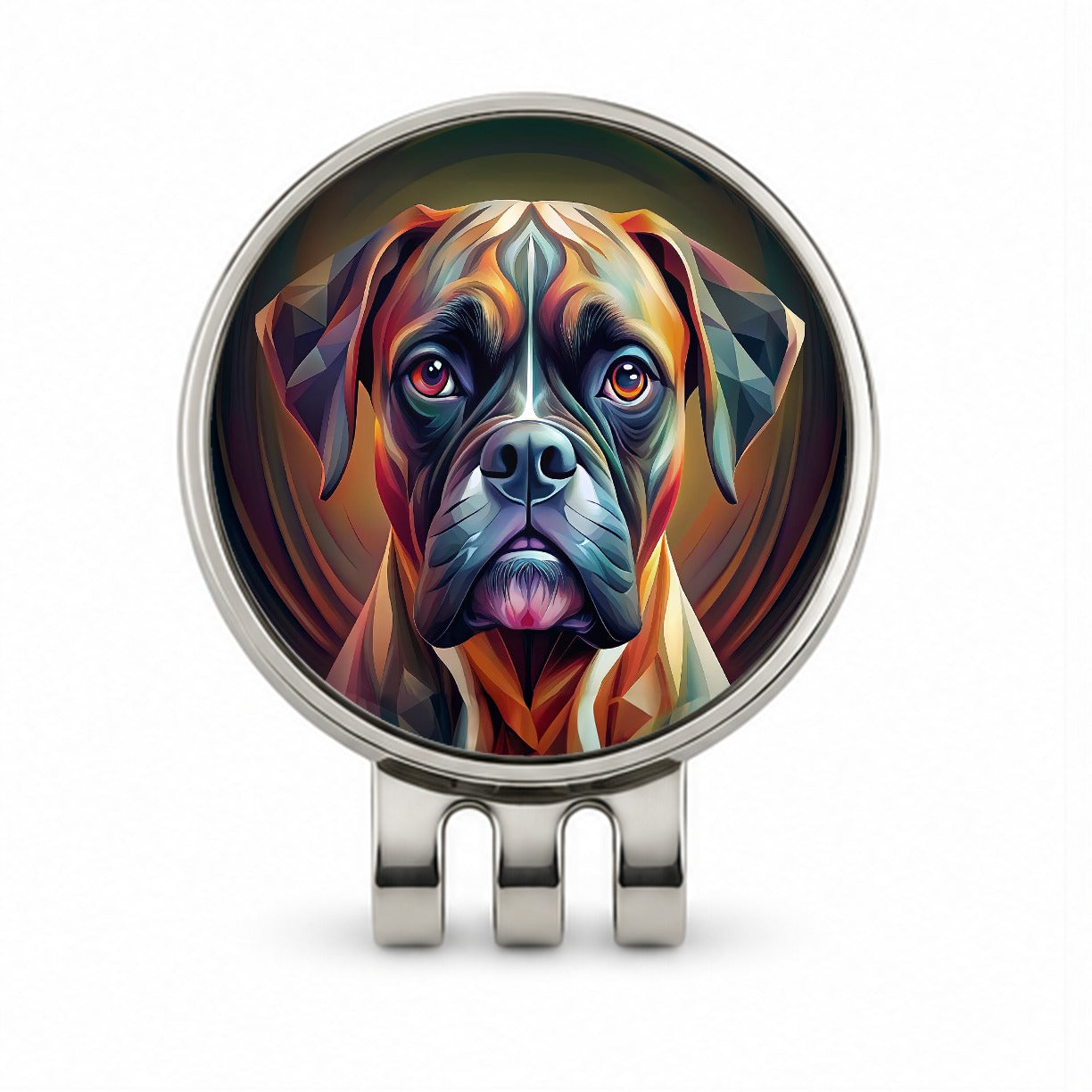 Boxer Dog Abstract Stylized Art Golf Hat Clip with Ball Marker