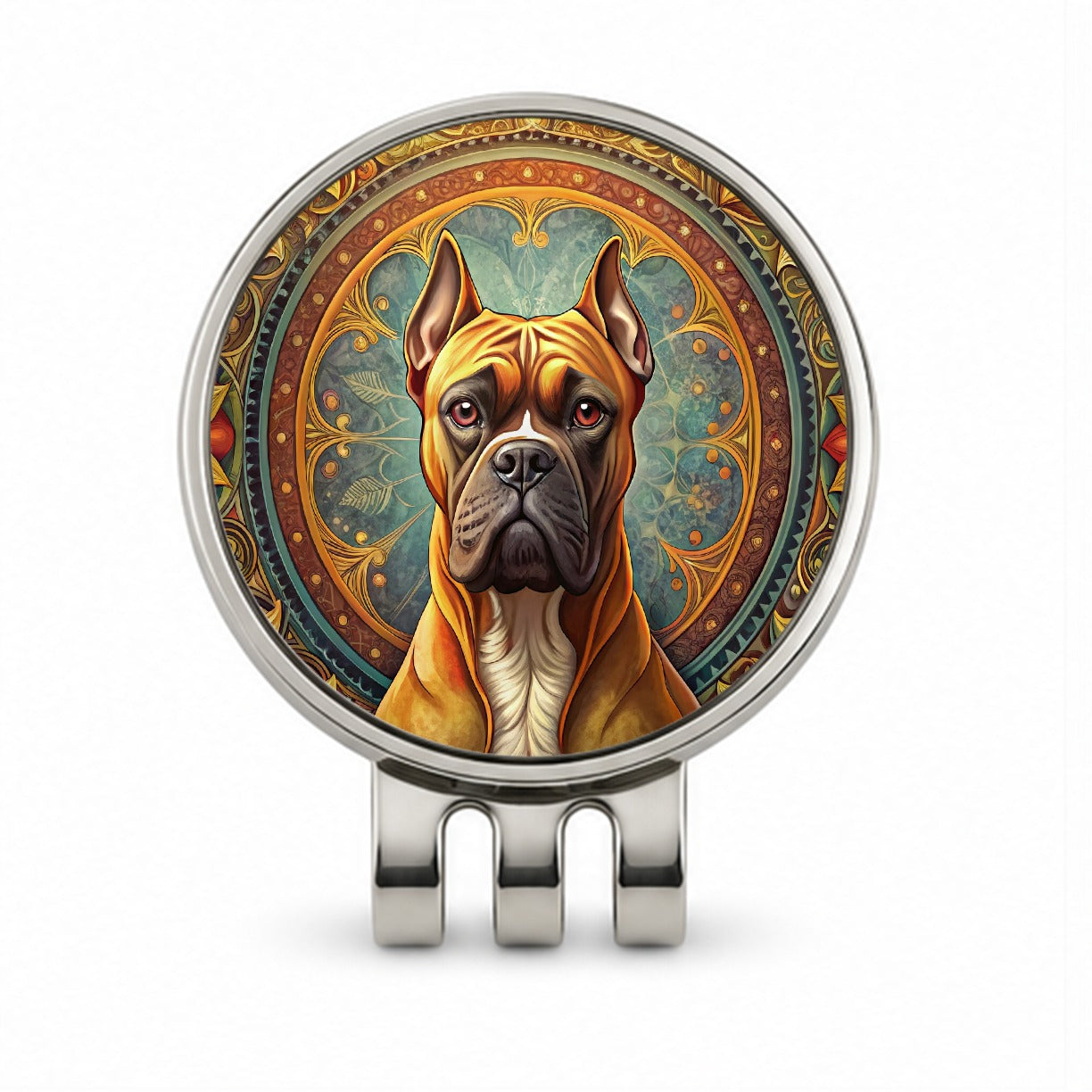Boxer Dog Art Nouveau Golf Hat Clip with Ball Marker