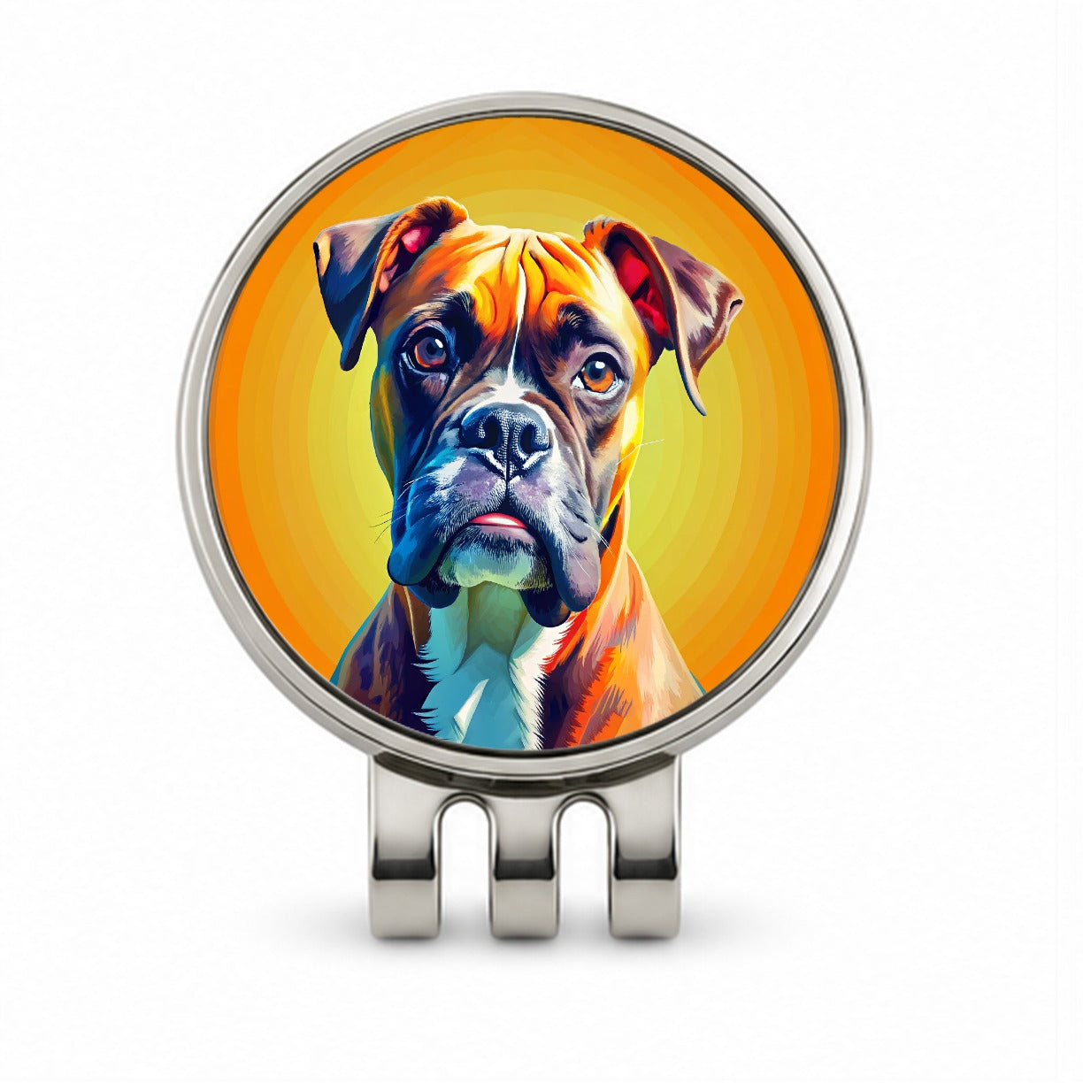 Boxer Dog Pop Art Golf Hat Clip with Ball Marker