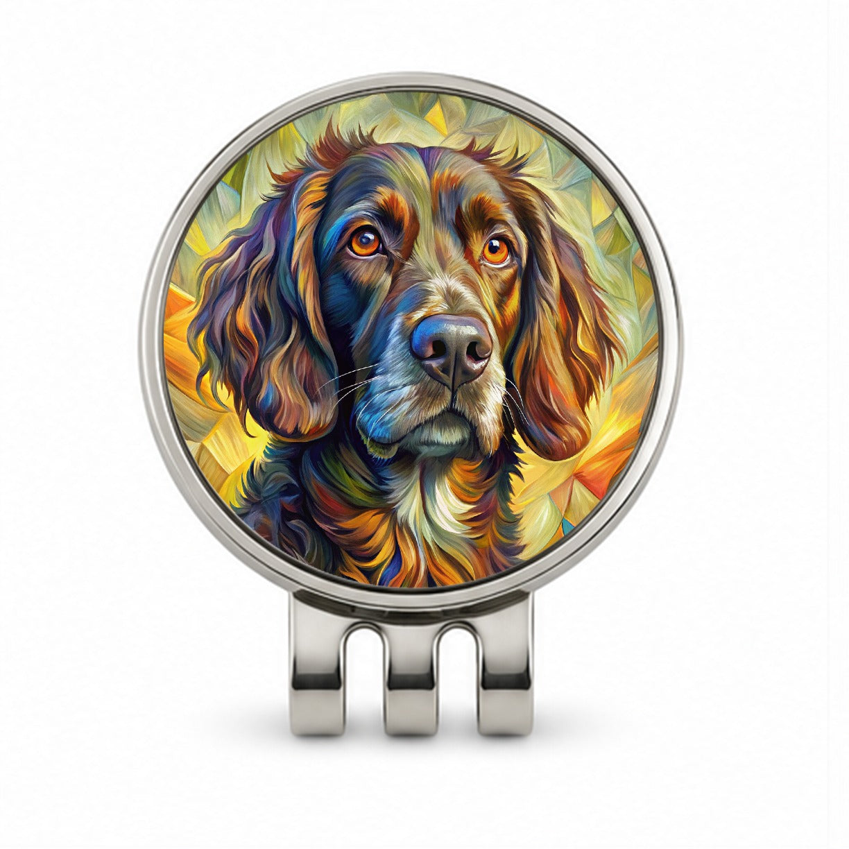 Boykin Spaniel Dog Abstract Art Golf Hat Clip with Ball Marker