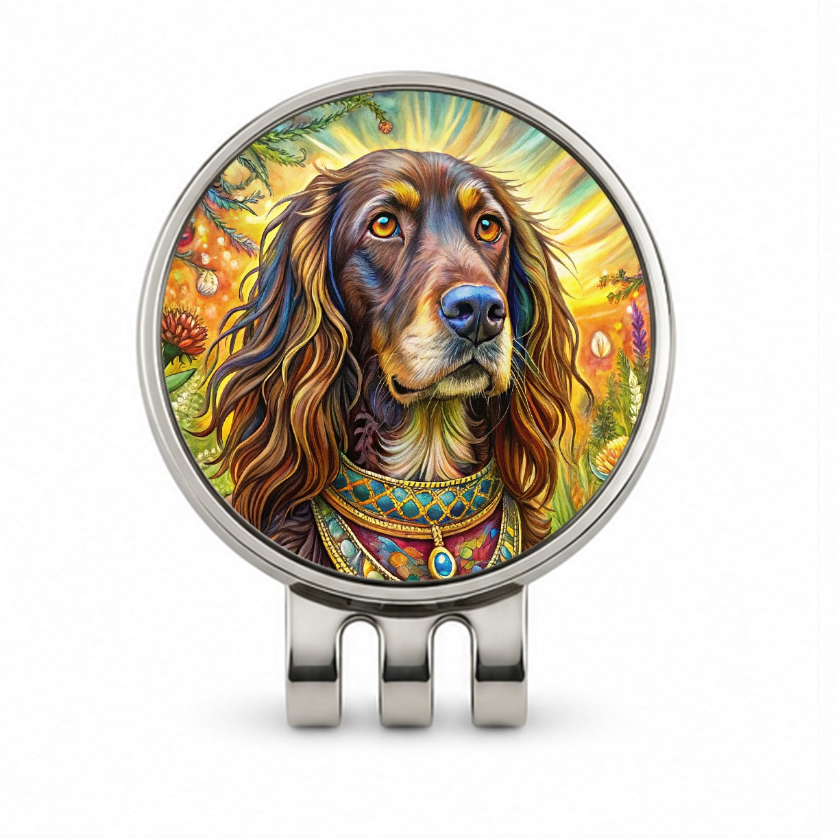 Boykin Spaniel Dog Bohemian Art Golf Hat Clip with Ball Marker