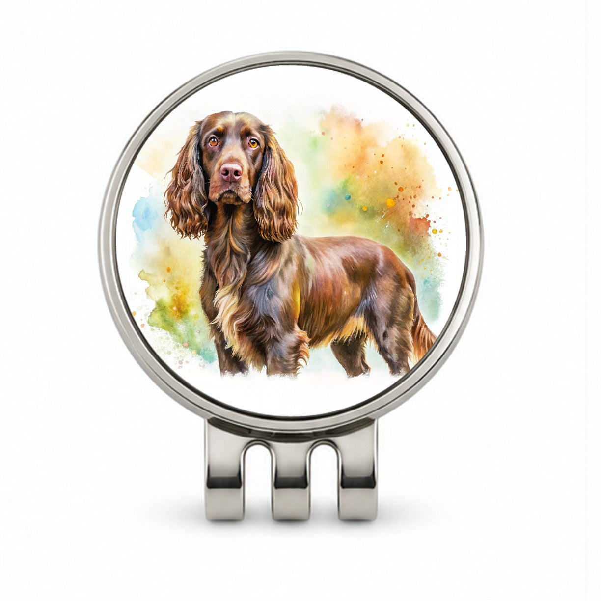 Boykin Spaniel Dog Watercolor Style Golf Hat Clip with Ball Marker