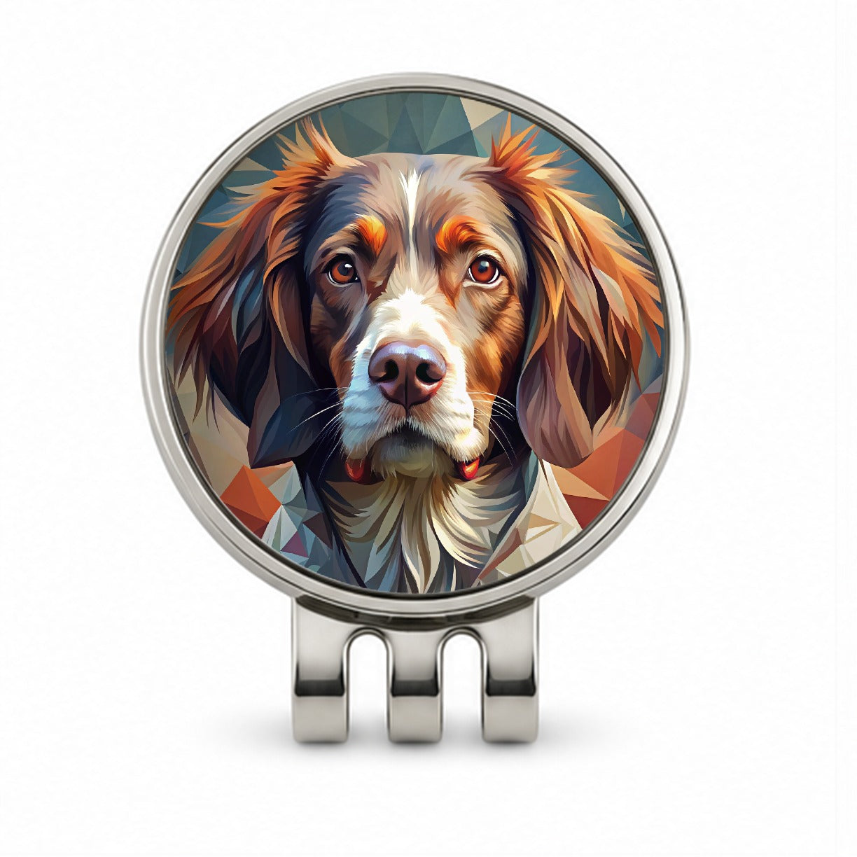 Brittany Spaniel Dog Abstract Stylized Art Golf Hat Clip with Ball Marker