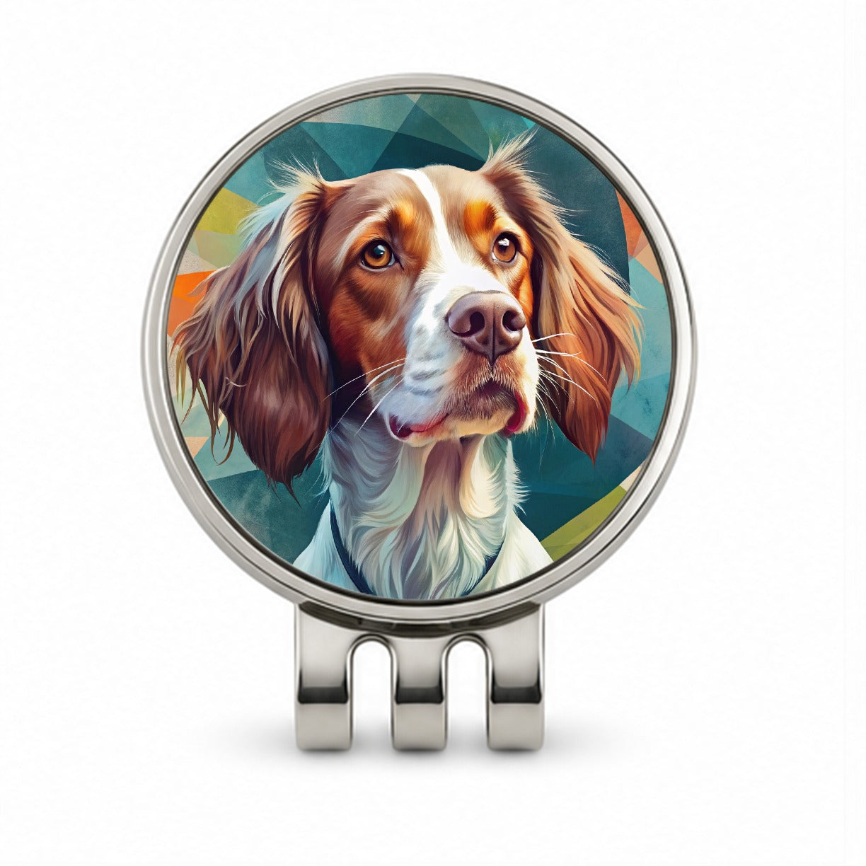 Brittany Spaniel Dog Contemporary Art Golf Hat Clip with Ball Marker