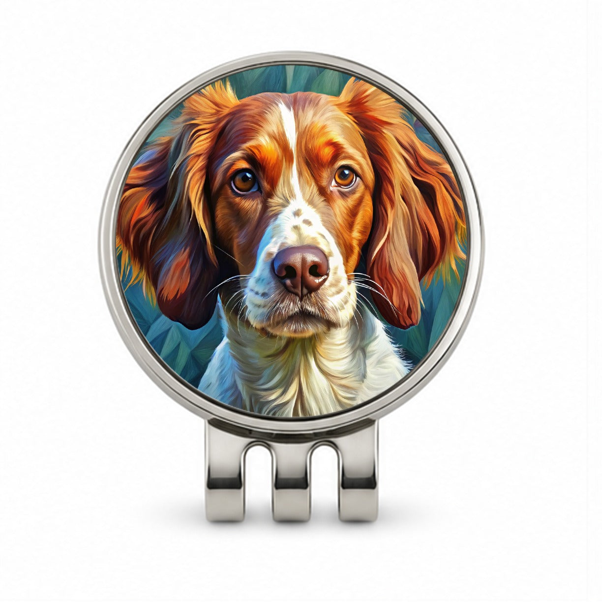Brittany Spaniel Dog Expressionism Art Golf Hat Clip with Ball Marker