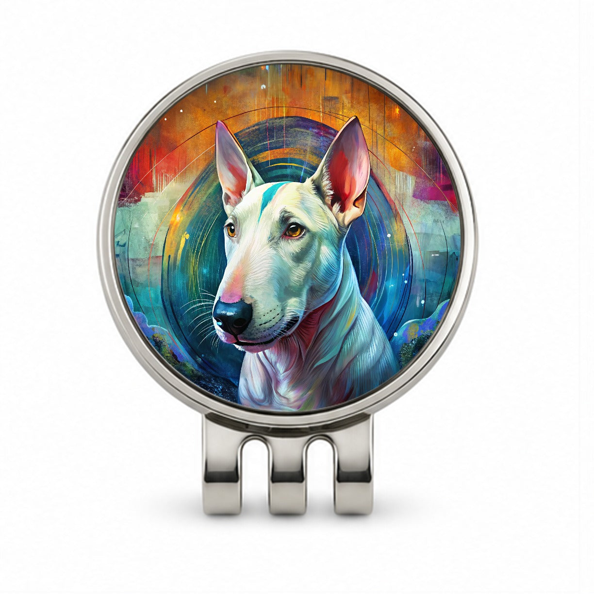 Bull Terrier Dog Abstract Art Golf Hat Clip with Ball Marker