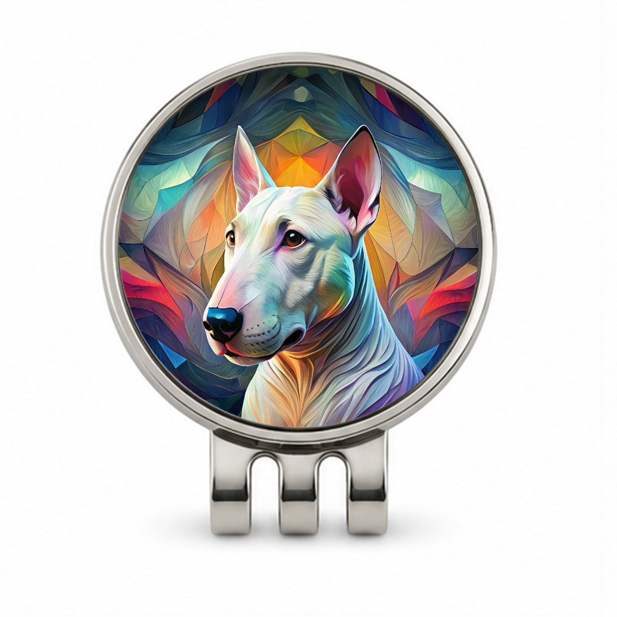 Bull Terrier Dog Abstract Stylized Art Golf Hat Clip with Ball Marker