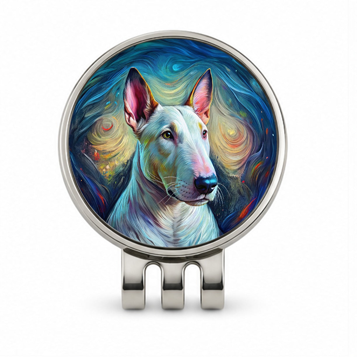 Bull Terrier Dog Expressionism Art Golf Hat Clip with Ball Marker