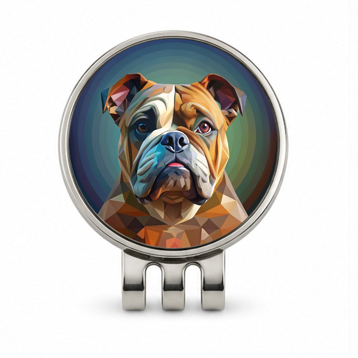 Bulldog Dog Contemporary Art Golf Hat Clip with Ball Marker