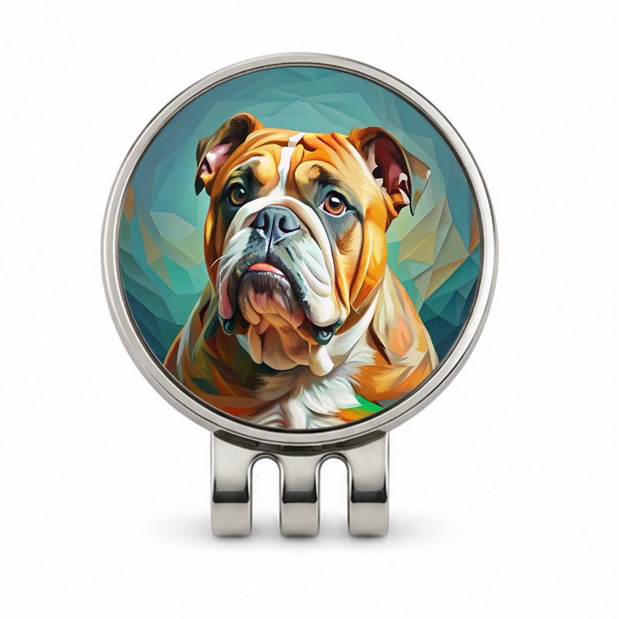 Bulldog Dog Expressionism Art Golf Hat Clip with Ball Marker