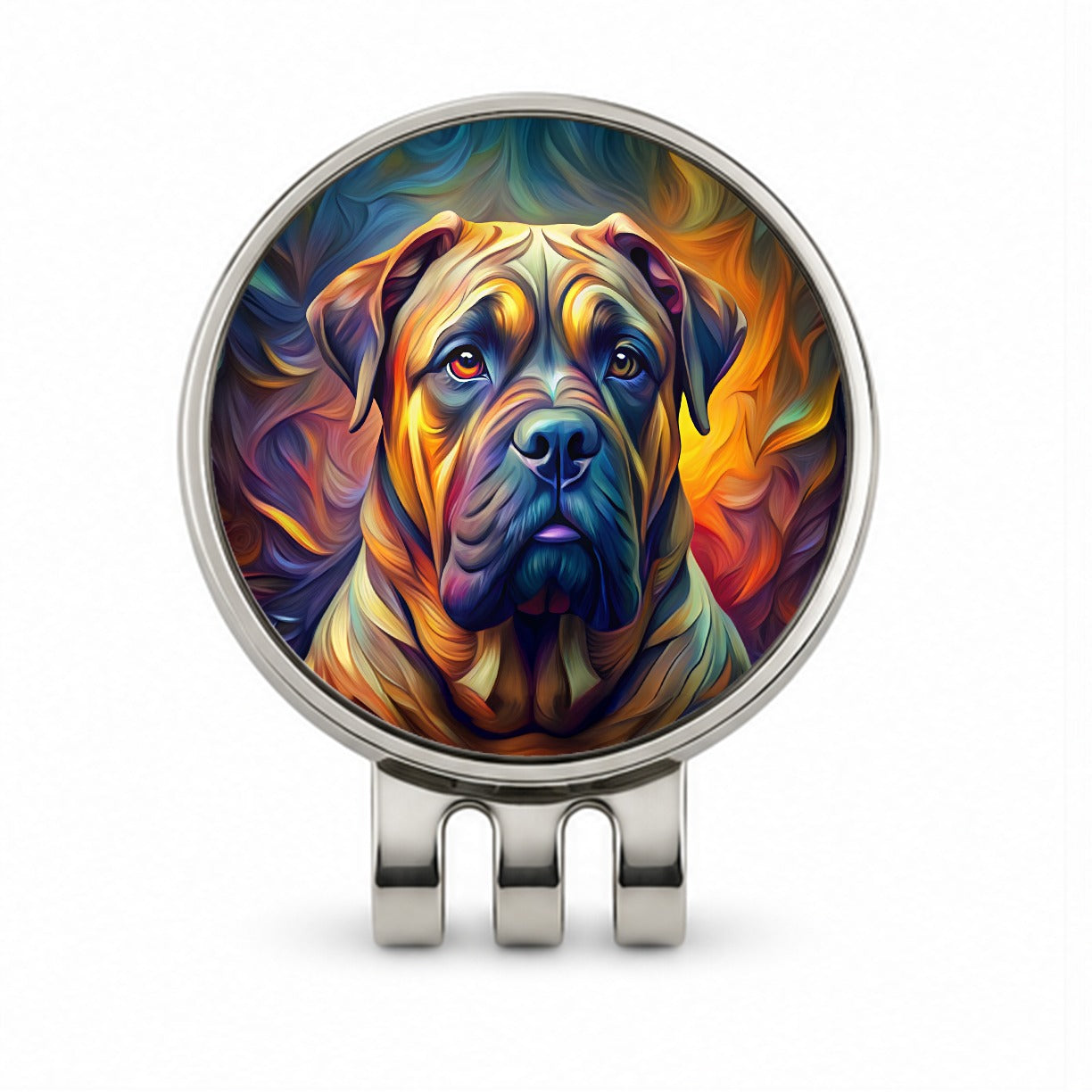 Bullmastiff Dog Abstract Stylized Art Golf Hat Clip with Ball Marker