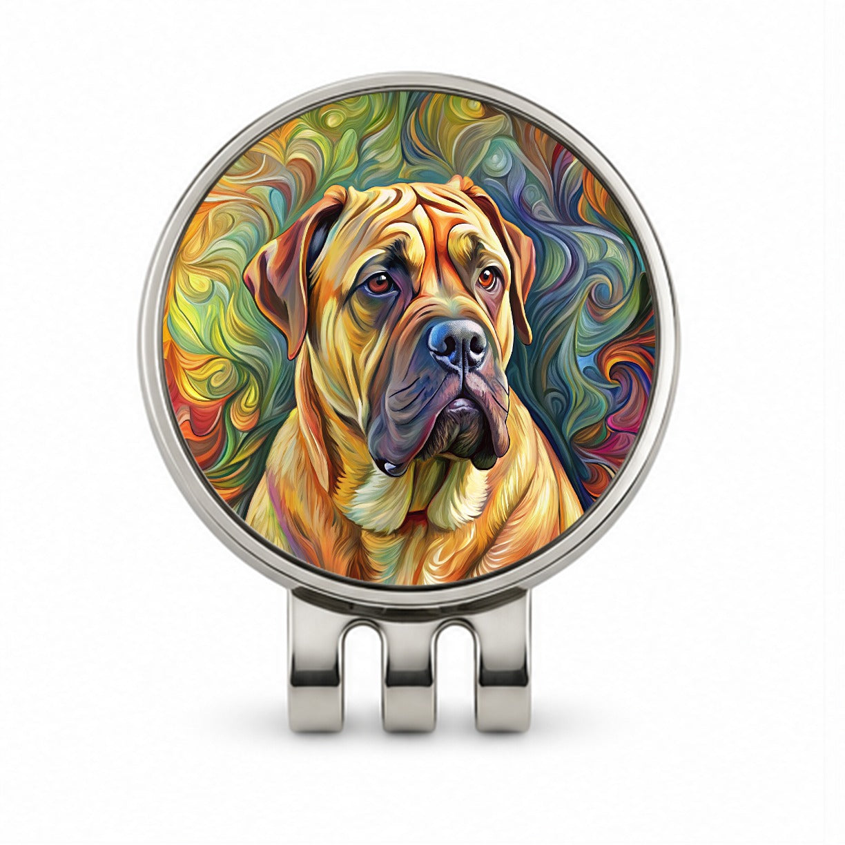 Bullmastiff Dog Expressionism Art Golf Hat Clip with Ball Marker