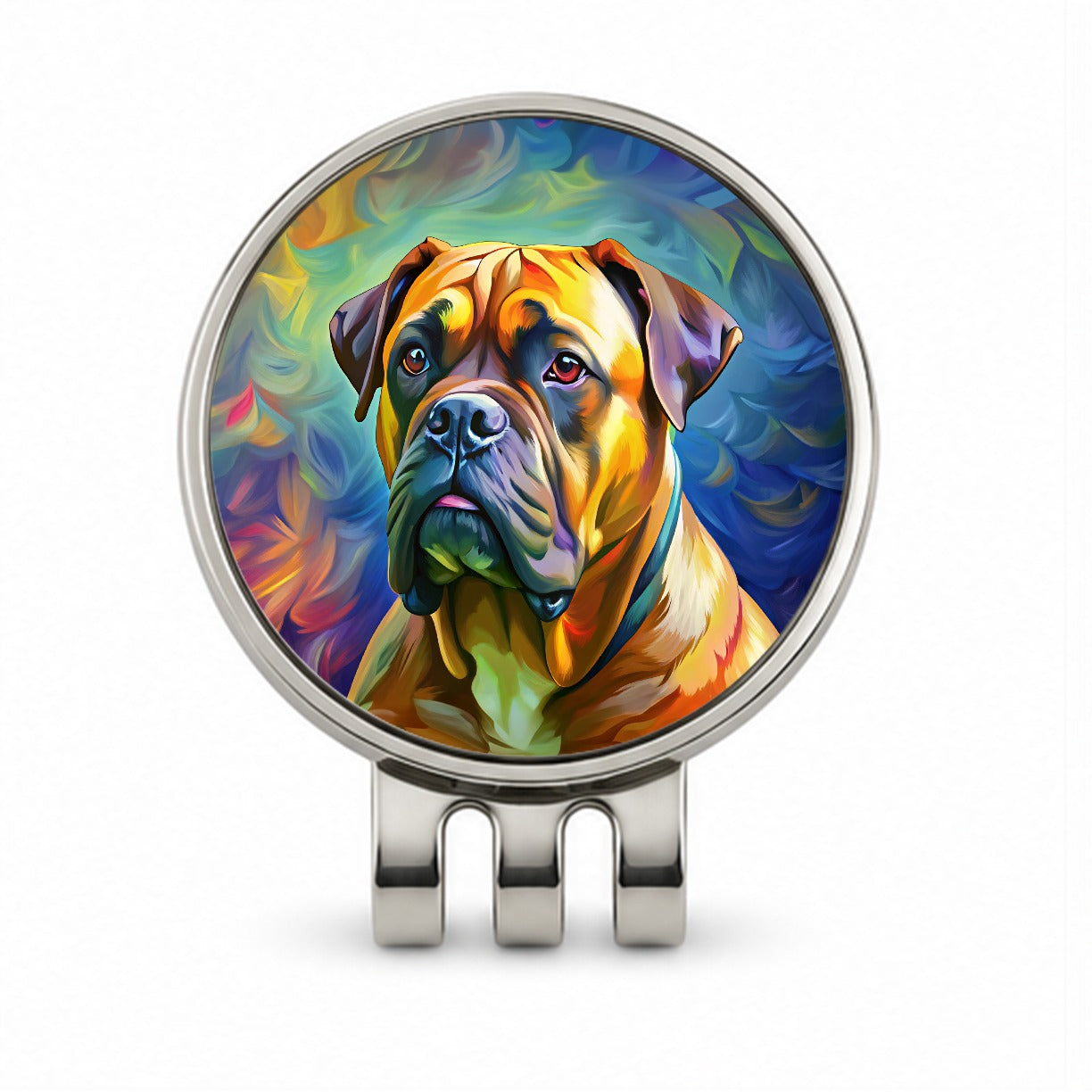 Bullmastiff Dog Pop Art Golf Hat Clip with Ball Marker