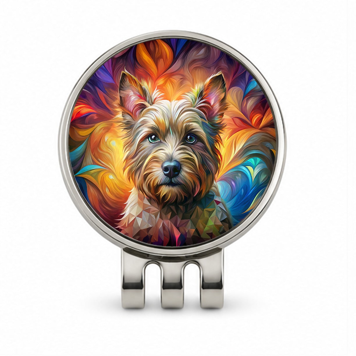 Cairn Terrier Dog Abstract Art Golf Hat Clip with Ball Marker