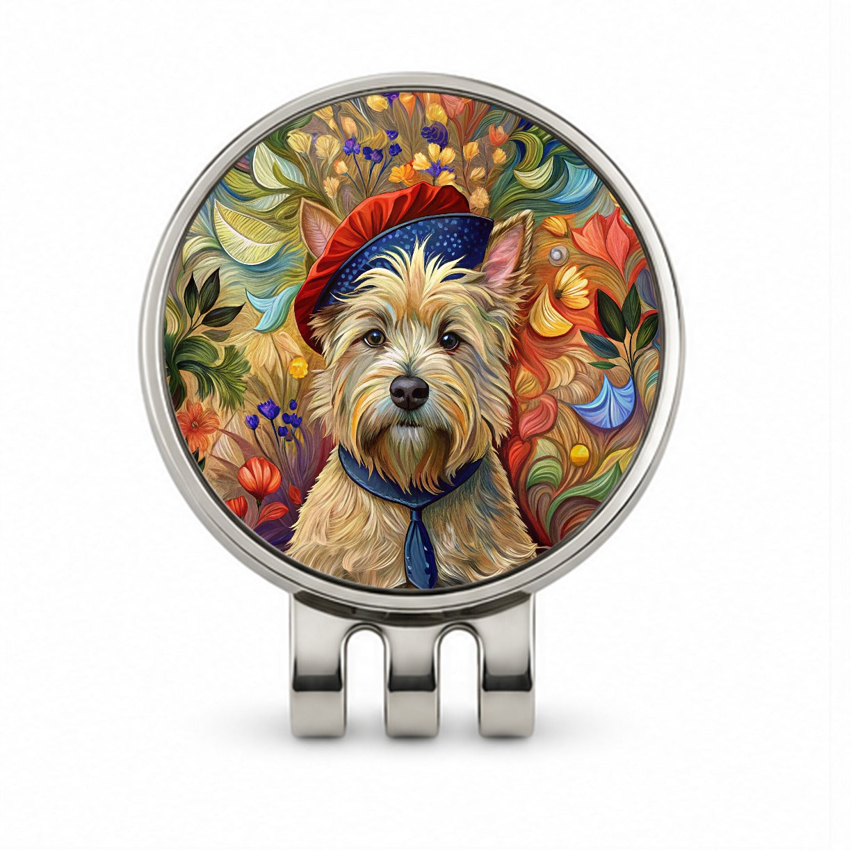 Cairn Terrier Dog French Bohemian Art Golf Hat Clip with Ball Marker