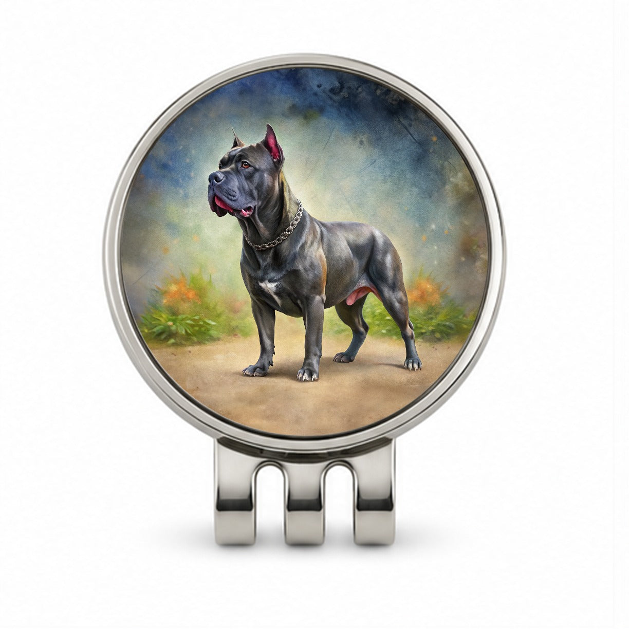 Cane Corso Dog Illustration Golf Hat Clip with Ball Marker