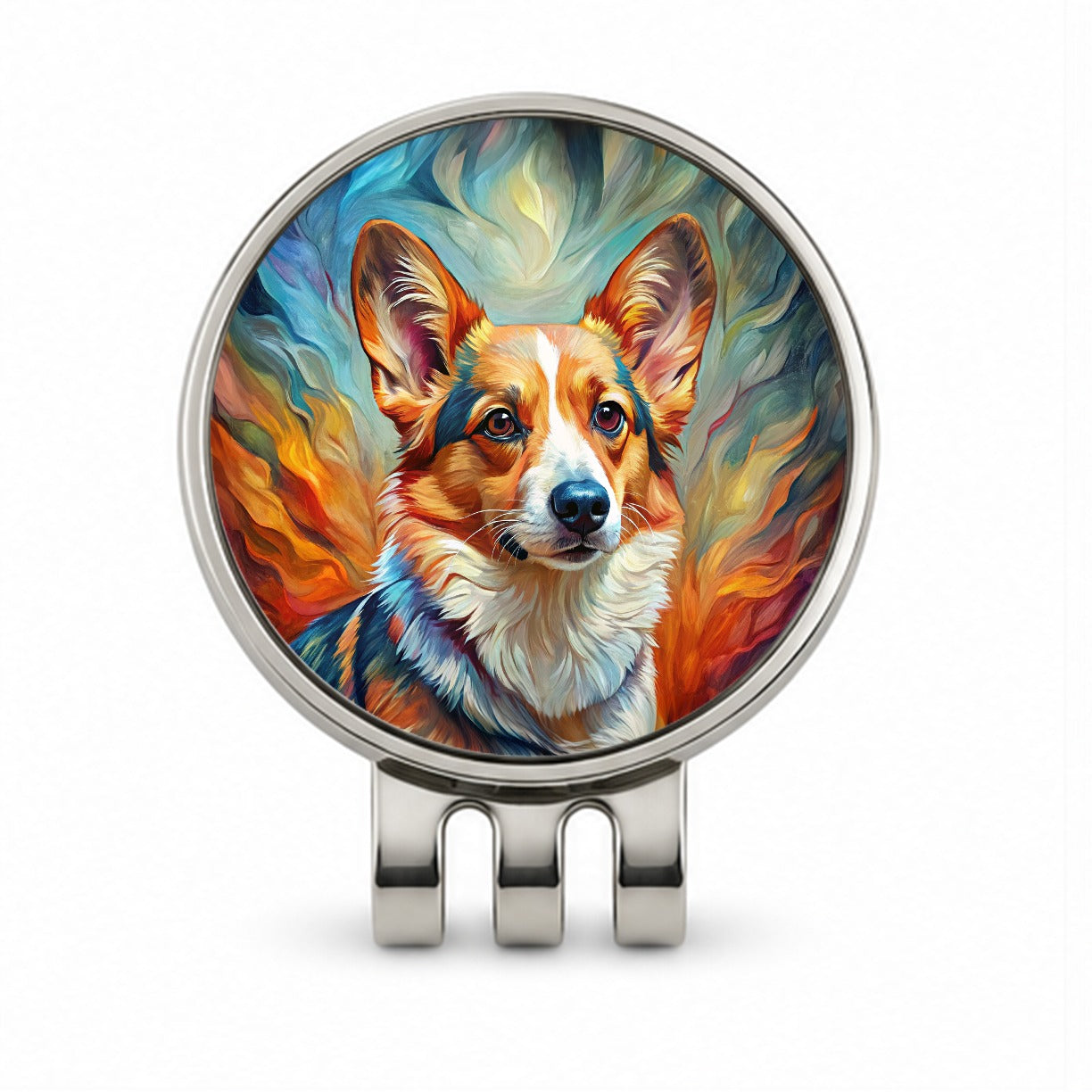 Cardigan Welsh Corgi Dog Expressionism Art Golf Hat Clip with Ball Marker