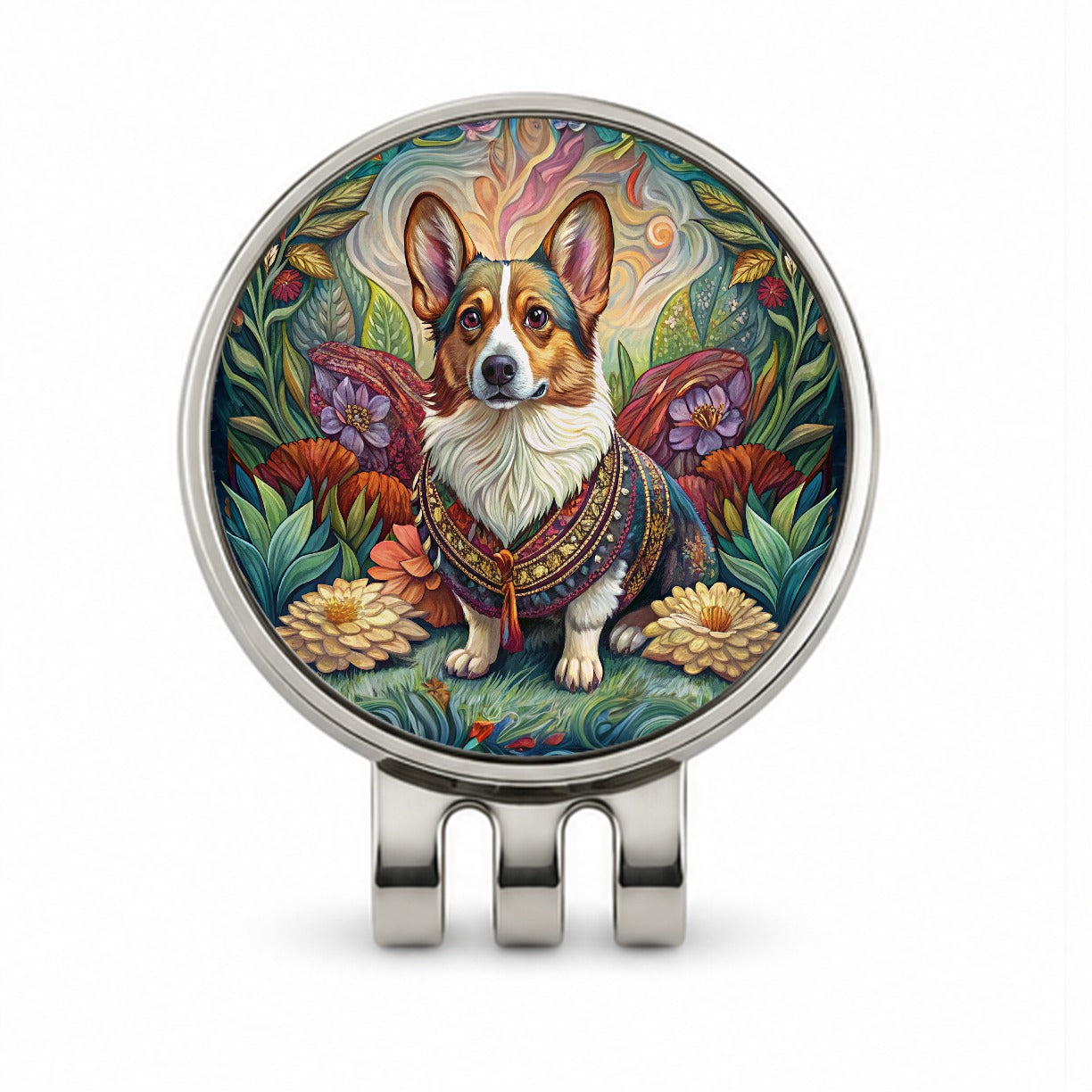 Cardigan Welsh Corgi Dog French Bohemian Art Golf Hat Clip with Ball Marker