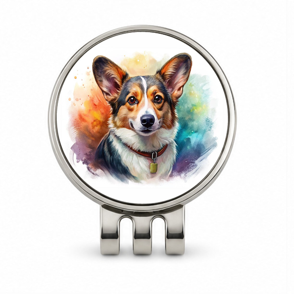 Cardigan Welsh Corgi Dog Illustration Golf Hat Clip with Ball Marker