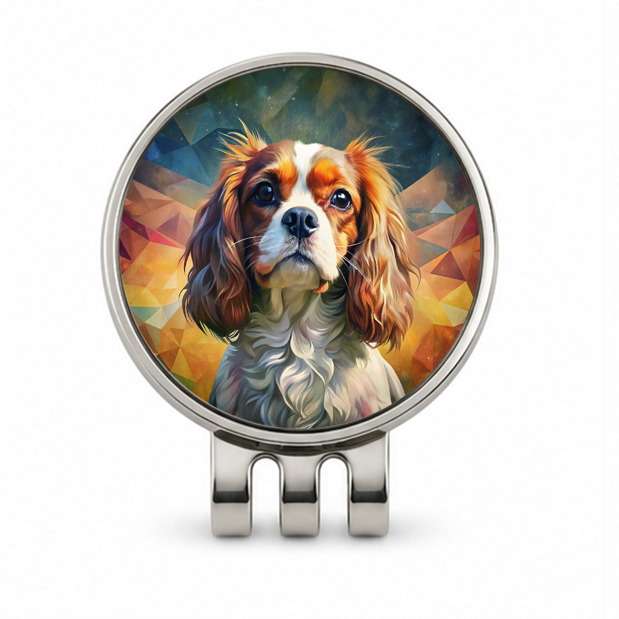Cavalier King Charles Spaniel Dog Abstract Art Golf Hat Clip with Ball Marker