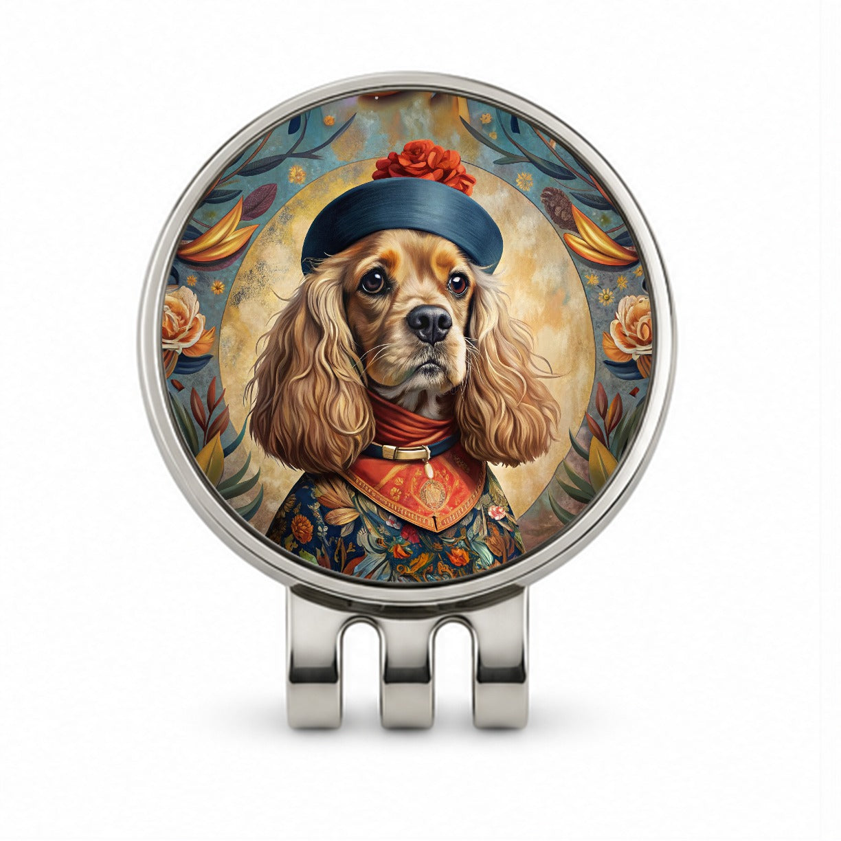 Cavalier King Charles Spaniel Dog French Bohemian Art Golf Hat Clip with Ball Marker