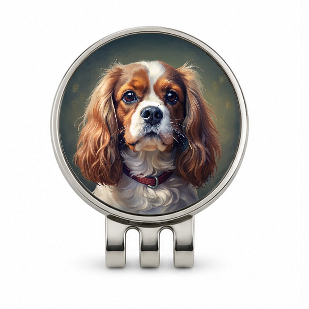 Cavalier King Charles Spaniel Dog Illustration Golf Hat Clip with Ball Marker