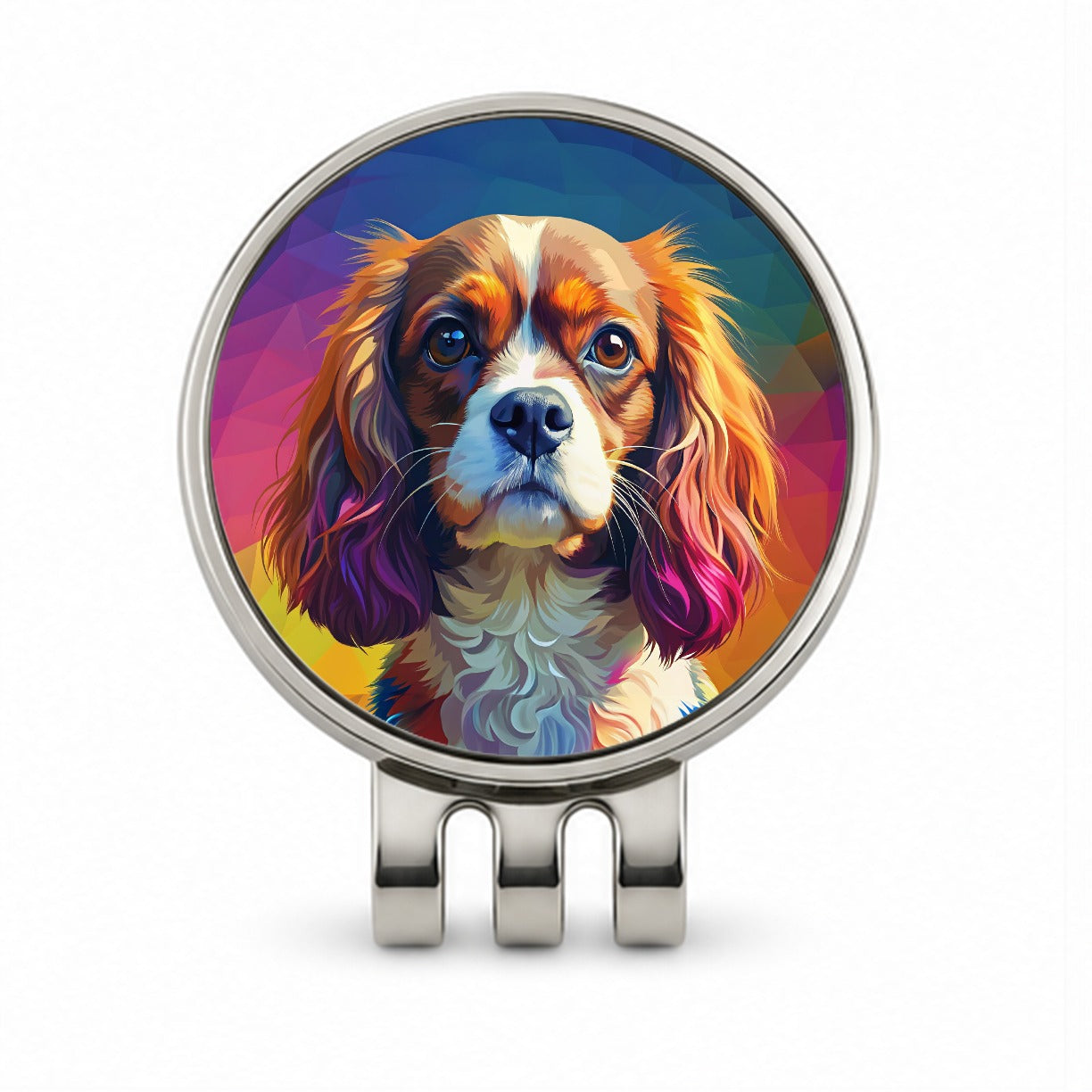 Cavalier King Charles Spaniel Dog Pop Art Golf Hat Clip with Ball Marker